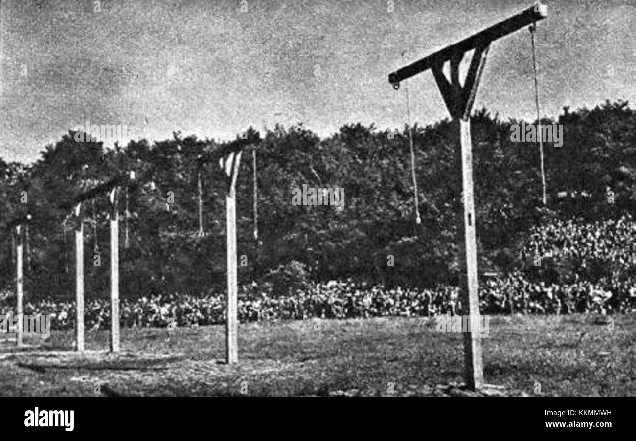Il sito di Biskupia Gorka in Polonia è storicamente significativo per il suo ruolo nelle esecuzioni durante la fine del XVIII e XIX secolo. Le forcelle viste qui sono state usate per esecuzioni pubbliche, una parte importante della storia della zona. Foto Stock