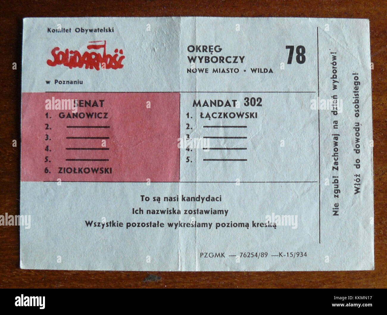 Le elezioni del 1989 a Poznan, in Polonia, furono significative come parte dei più ampi cambiamenti politici polacchi durante quel periodo. Queste elezioni hanno svolto un ruolo chiave nella transizione verso la democrazia in Polonia. Foto Stock