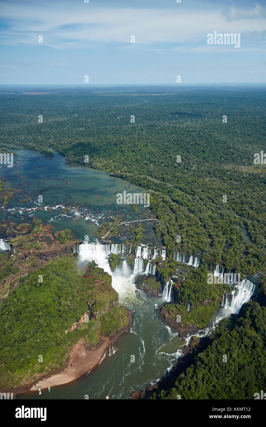 Lato argentino delle Cascate di Iguazu, sul confine Brasile - Argentina, Sud America - aereo Foto Stock