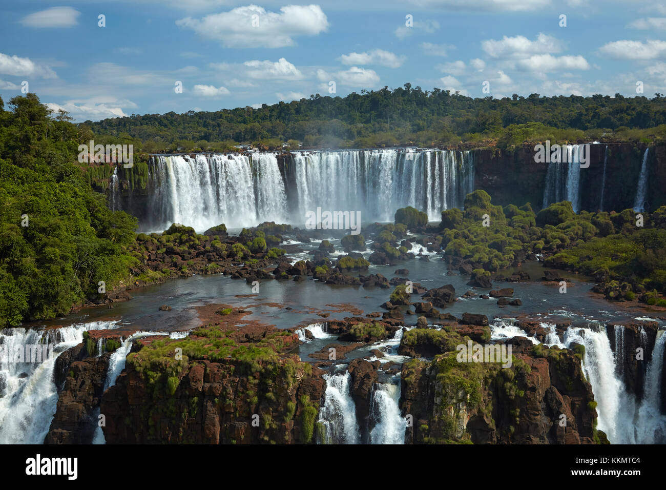 Salto Rivadavia e Salto Tres Musqueteros, Cascate di Iguazu, Argentina, visto dal lato del Brasile, Sud America Foto Stock