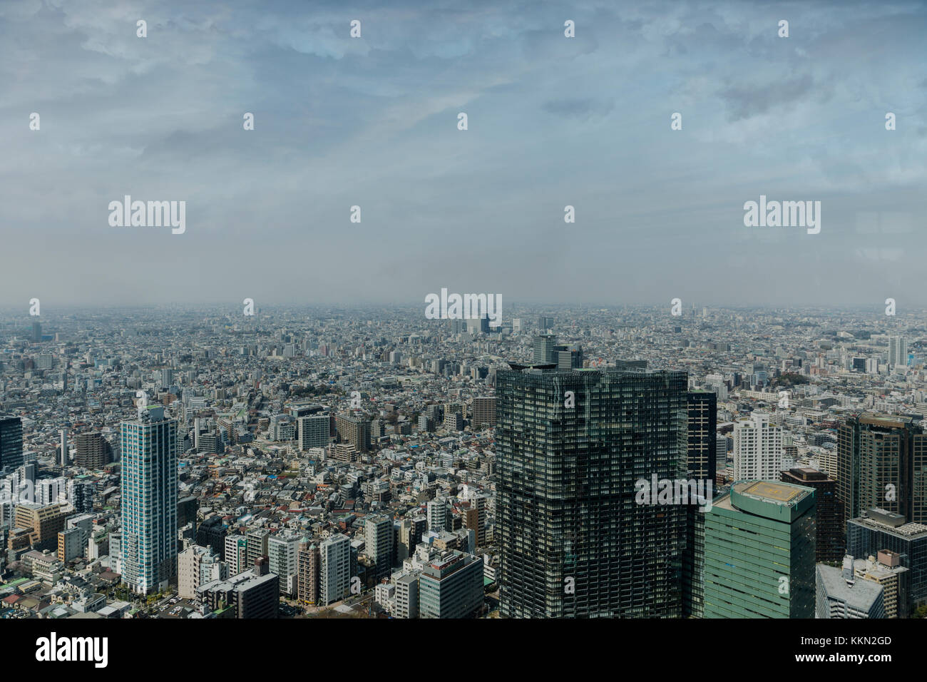 Fantastica vista dello skyline di Tokyo, Giappone, con un drammatico aspetto. Foto Stock
