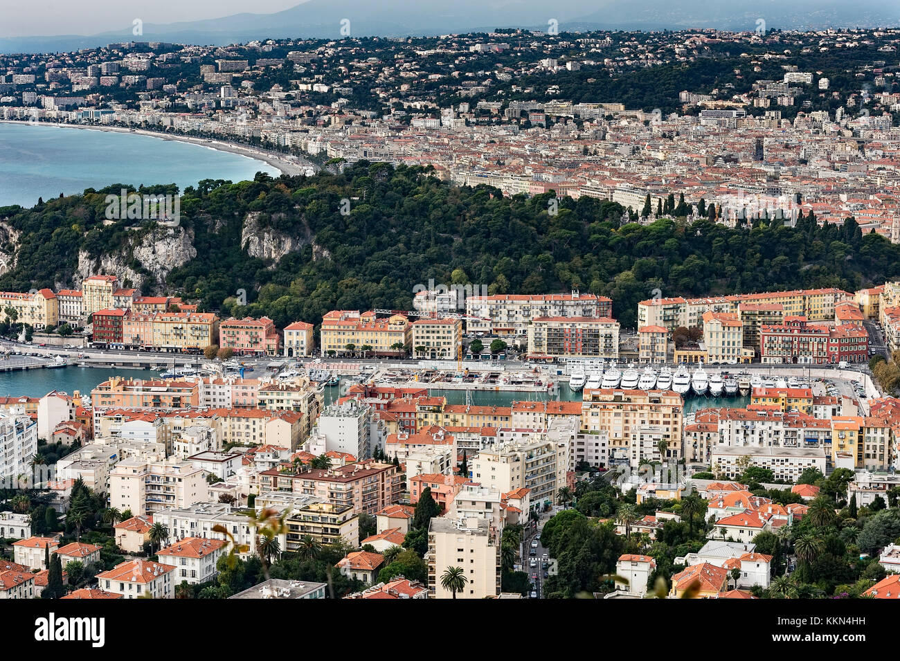 Vista aerea della città francese di Nizza Costa Azzurra, Côte d'Azur, in Francia, in Europa Foto Stock