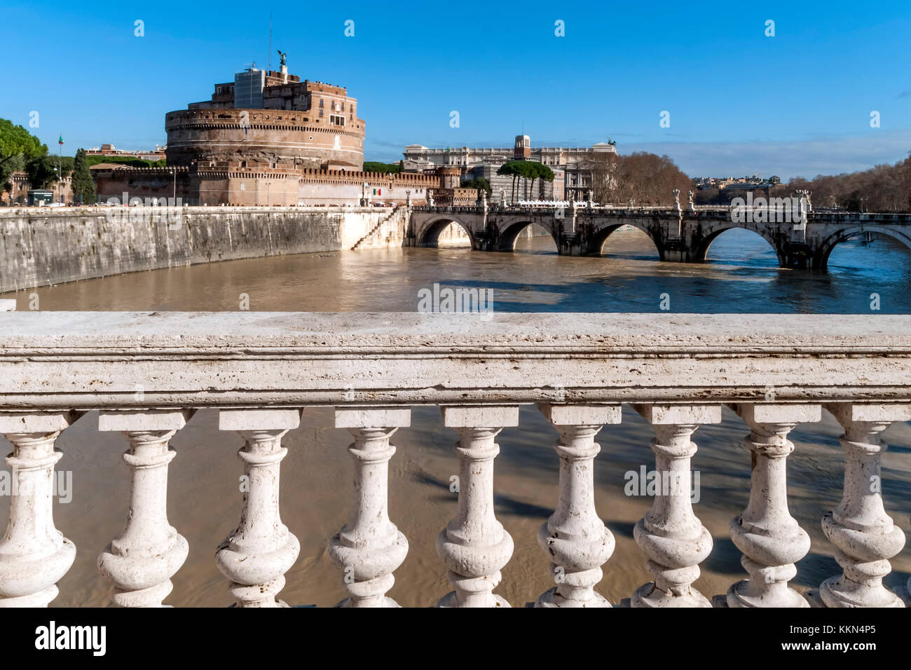 Fiume Tevere a castel Sant'Angelo, Roma, Italia Foto Stock