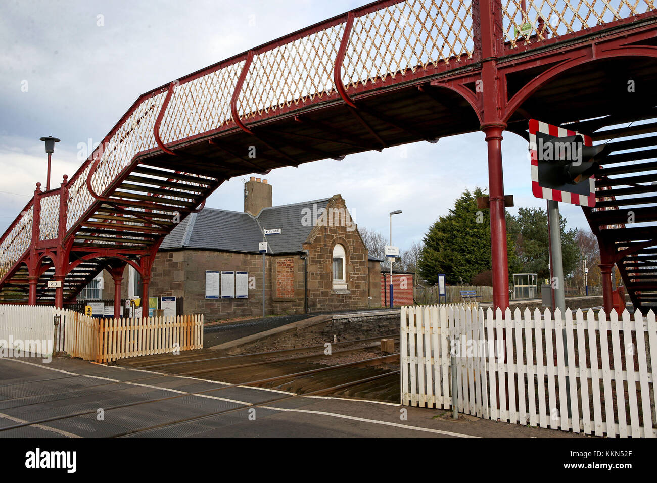 Barry Links stazione ferroviaria vicino a Carnoustie in Angus che è stato identificato come la Gran Bretagna è meno utilizzato stazione dopo appena 24 passeggeri percorsa da o per la stazione nel 2016/17, secondo i dati pubblicati dall'Ufficio della ferrovia e strada. Foto Stock