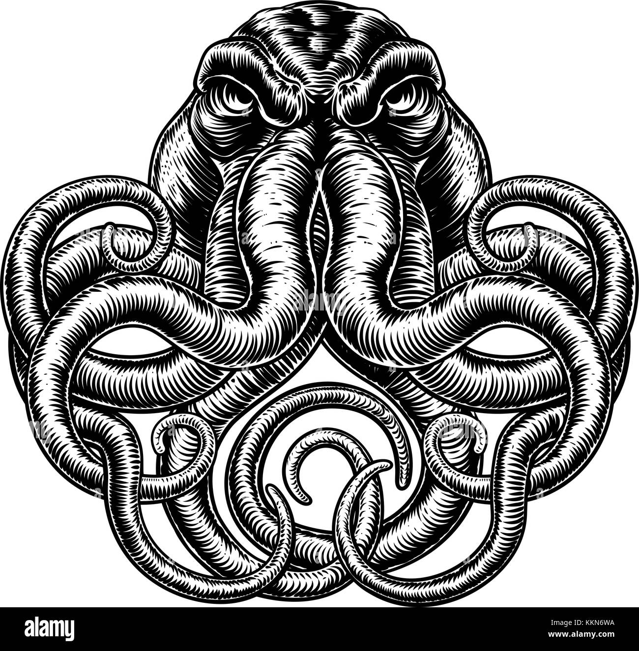 Octopus vintage retro Illustrazione Vettoriale