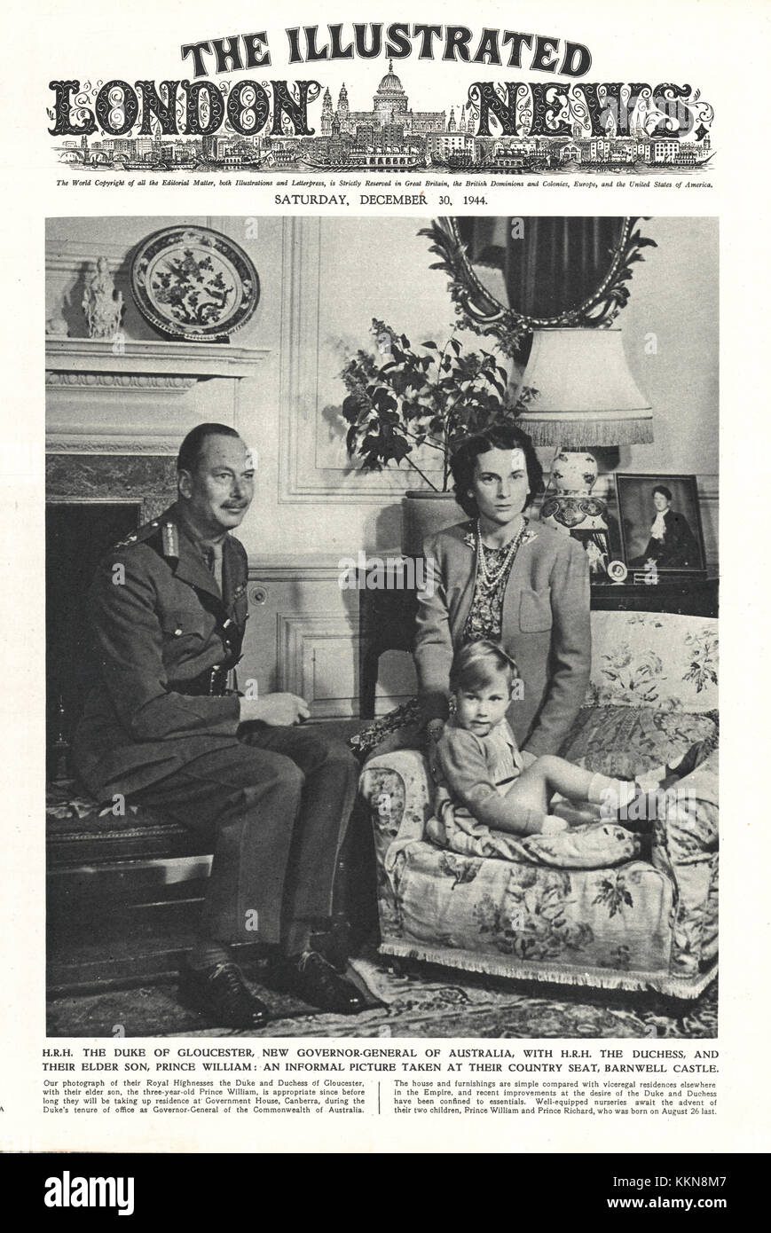 1944 Illustrated London News S.A.R. il Duca e la Duchessa di Gloucester Foto Stock