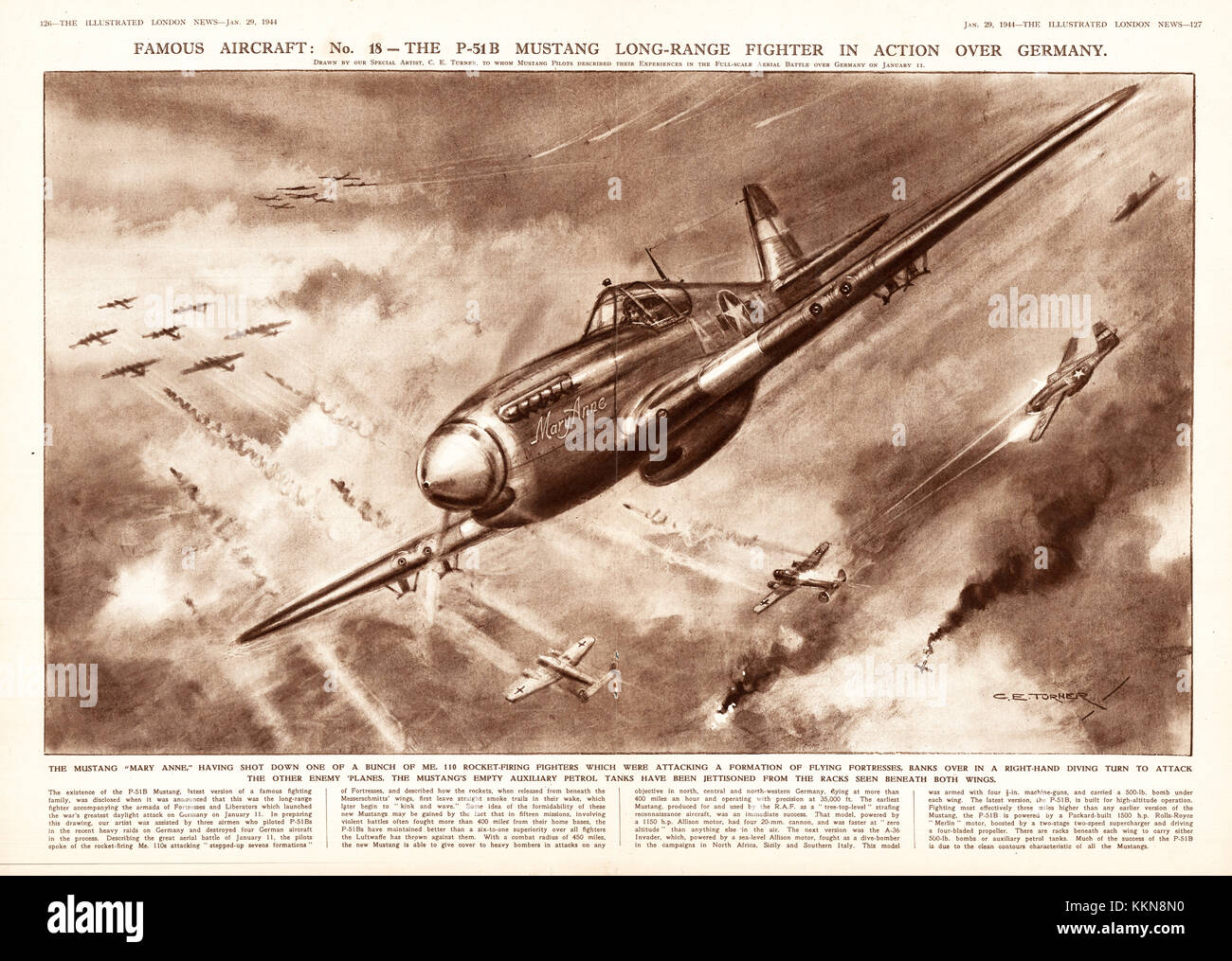 1944 Illustrated London News P Mustang Foto Stock