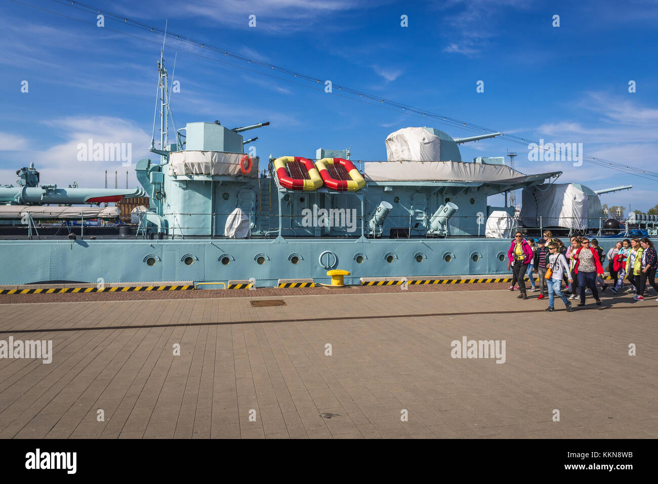 Nave museo di classe Grim cacciatorpediniere ORP Blyskawica (Thunderbolt) nel porto della città di Gdynia, Voivodato Pomeraniano della Polonia Foto Stock