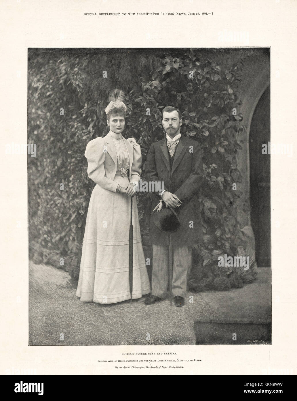 1894 Illustrated London News la principessa Alix di Hesse-Darmstadt & Granduca Nicholas, Tsarevich della Russia Foto Stock