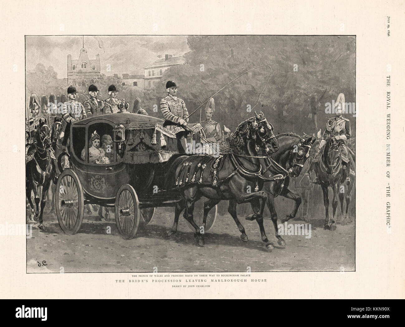 1896 Il grafico Royal Wedding processione per la principessa Maud e il Principe Carlo di Danimarca Foto Stock