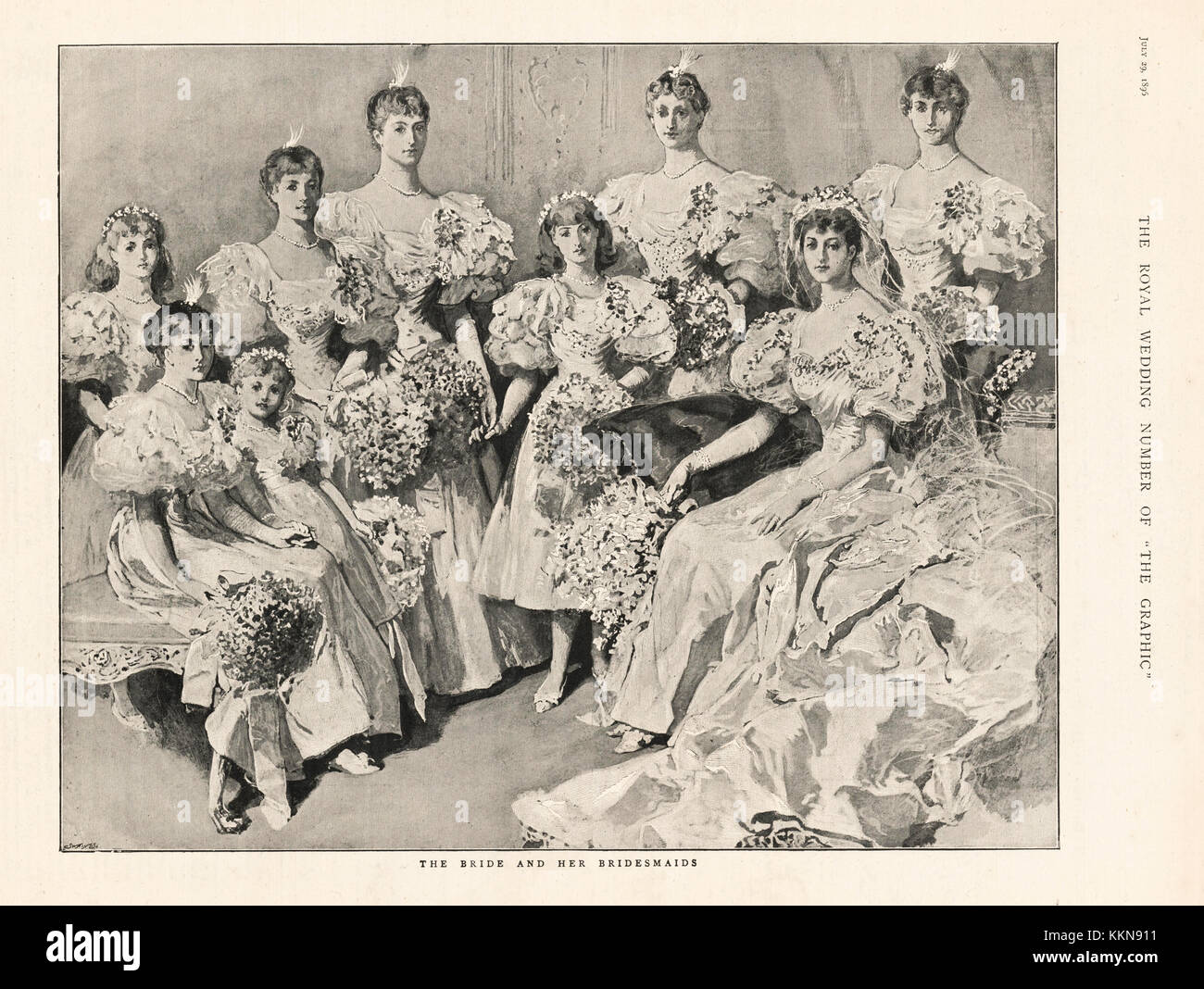 1896 Il grafico Principessa Maud & il suo bridesmaids Foto Stock