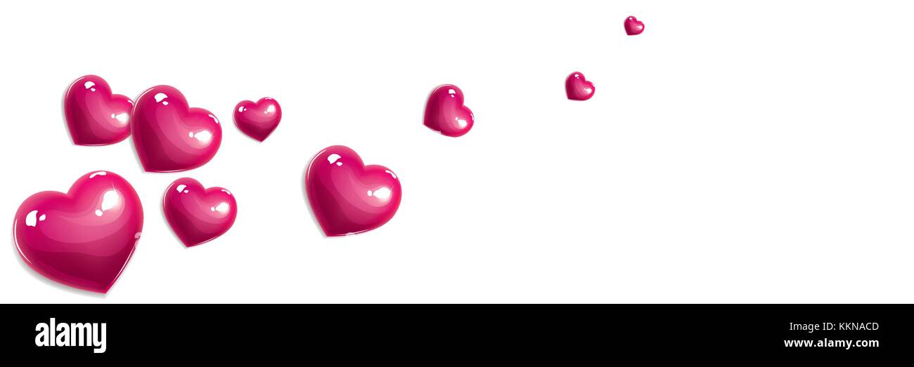 Vettore amore rosa cuori isolati di banner su bianco Illustrazione Vettoriale
