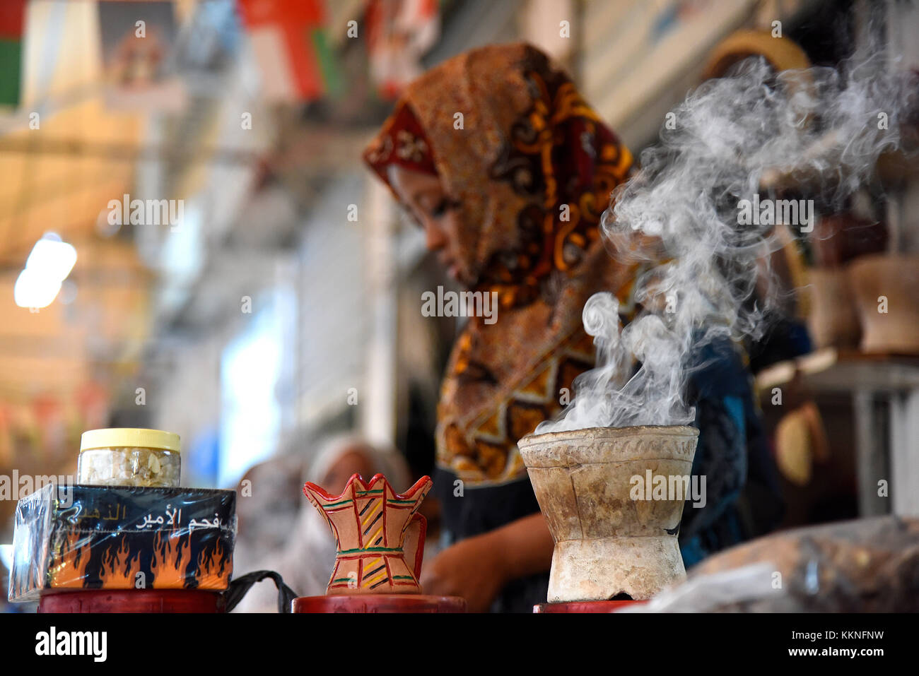 Oman muscat incenso shop in mutrah souk Foto Stock