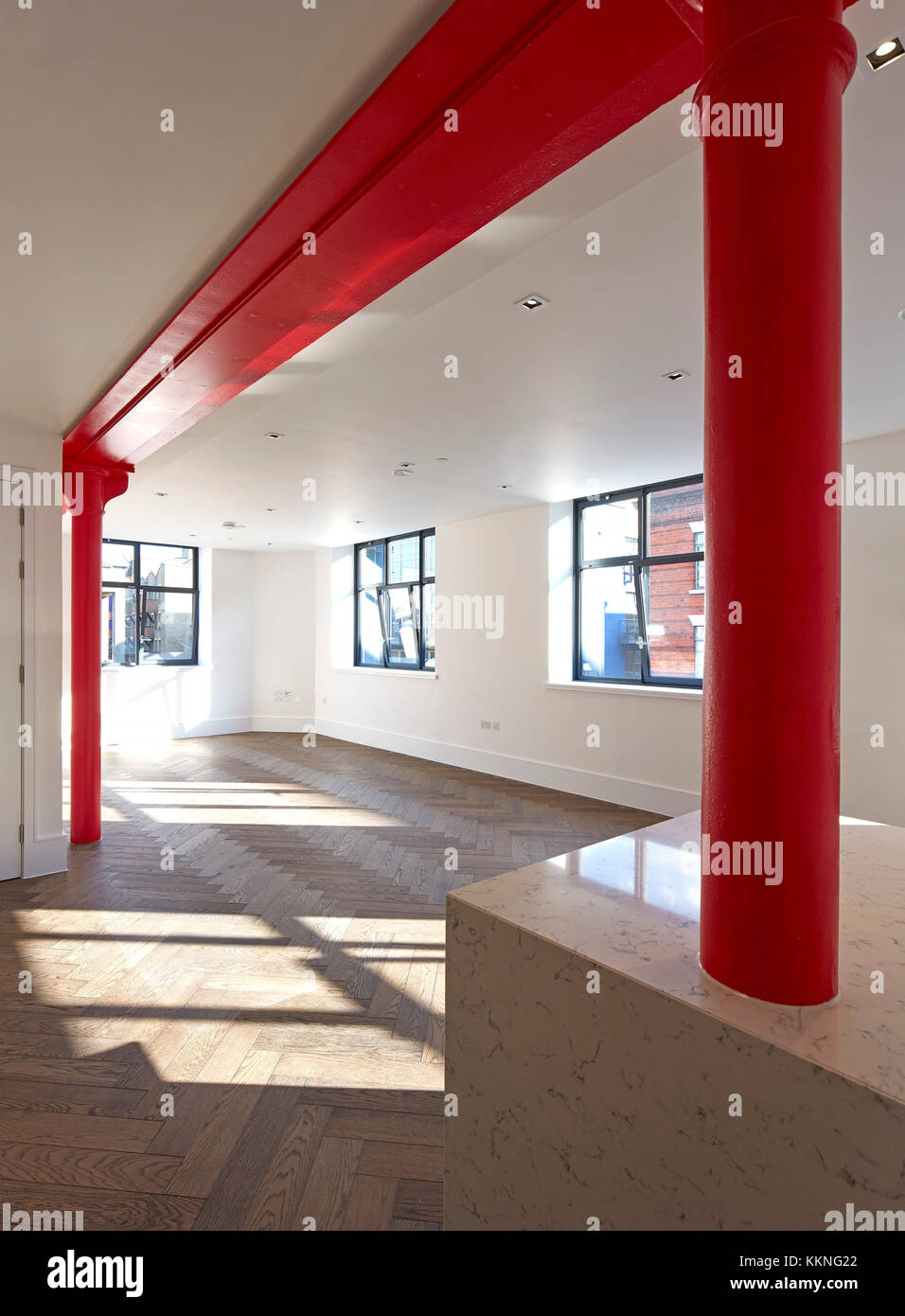 Apartment interior - vista globale. 19 Queen Elizabeth Street, Londra, Regno Unito. Architetto: Burwell Deakins architetti, 2016. Foto Stock