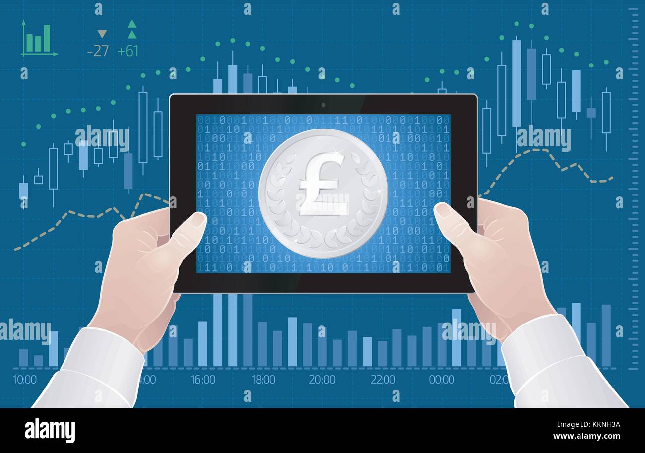 Trading online di sterlina inglese valuta in borsa Illustrazione Vettoriale