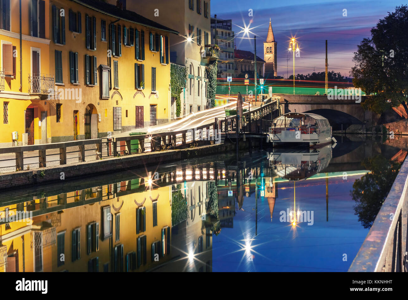 Naviglio Grande canal a milano, lombardia, italia Foto Stock