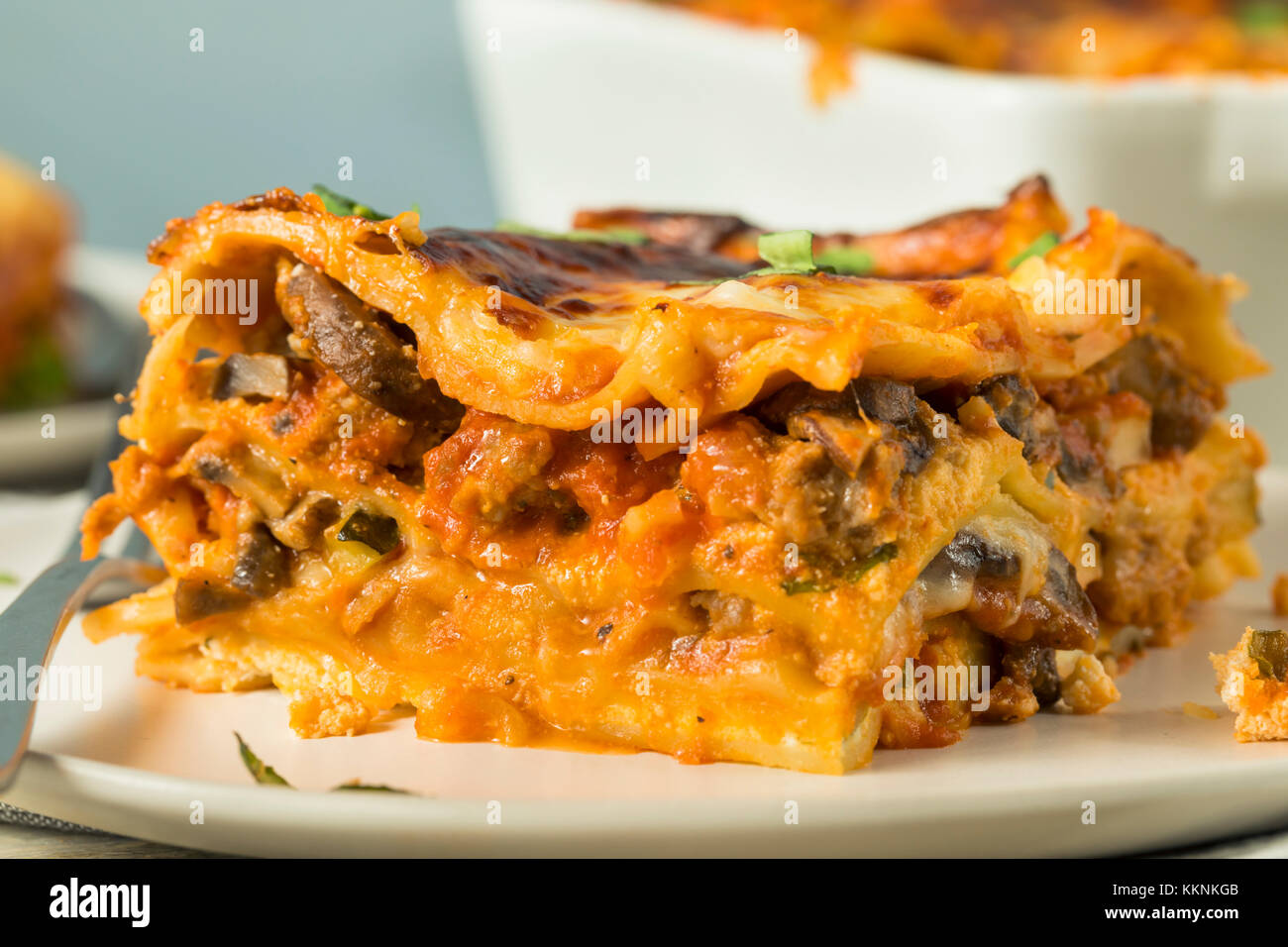 Saporito casalingo italiano lasagna di carne di manzo con formaggio e salsa Foto Stock