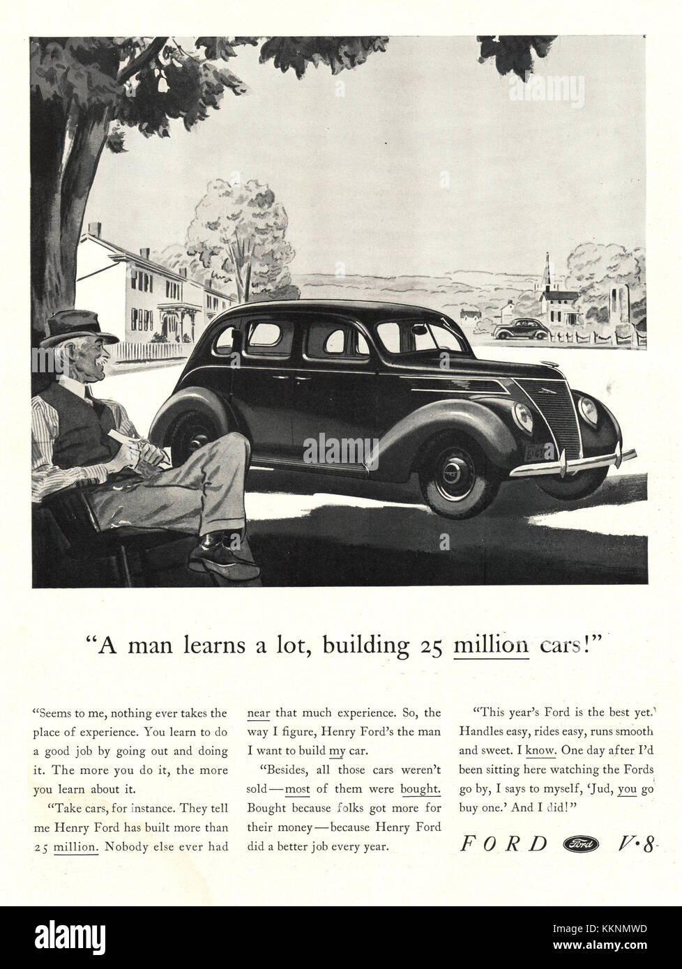 1937 U.S. Magazine Ford V8 automobili annuncio Foto Stock