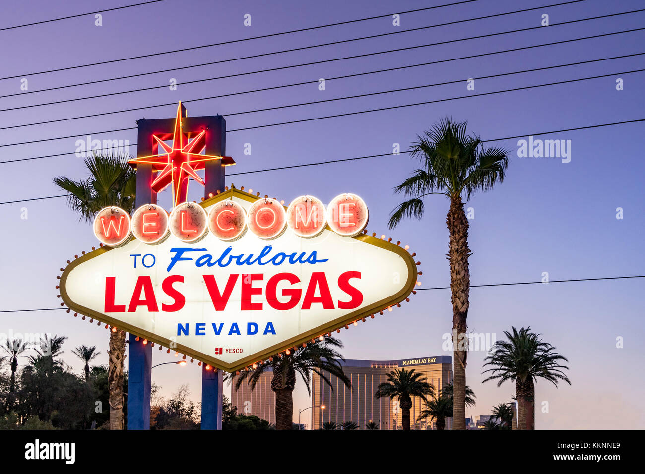 Segno di benvenuto, Las Vegas, Nevada, STATI UNITI D'AMERICA Foto Stock