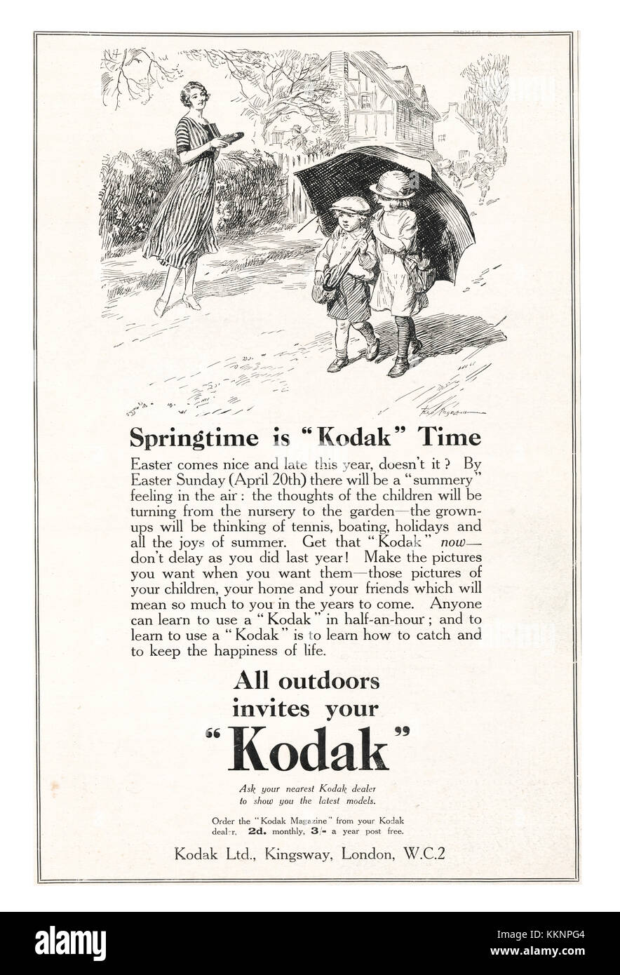 1924 U.S. Rivista di pellicola Kodak Annuncio Foto Stock