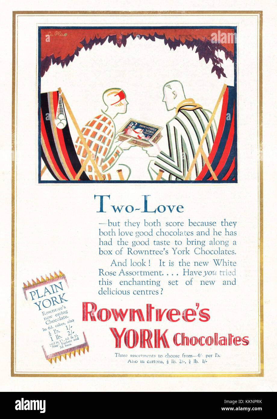 1926 La rivista britannica Rowntree's York cioccolatini annuncio Foto Stock