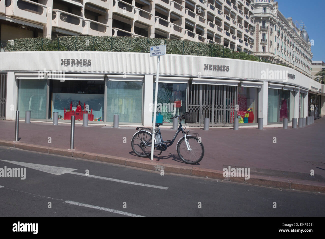 Hermes designer shop, Boulevard de la Croisette di Cannes Foto Stock