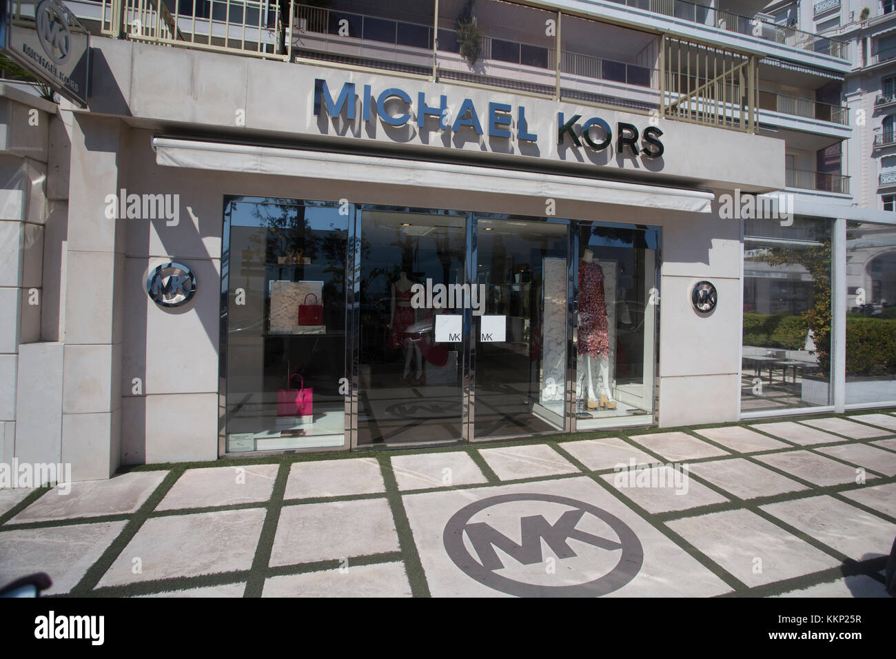 Michael Kors designer shop lungo il Boulevard de la Croisette, Cannes, Francia Foto Stock