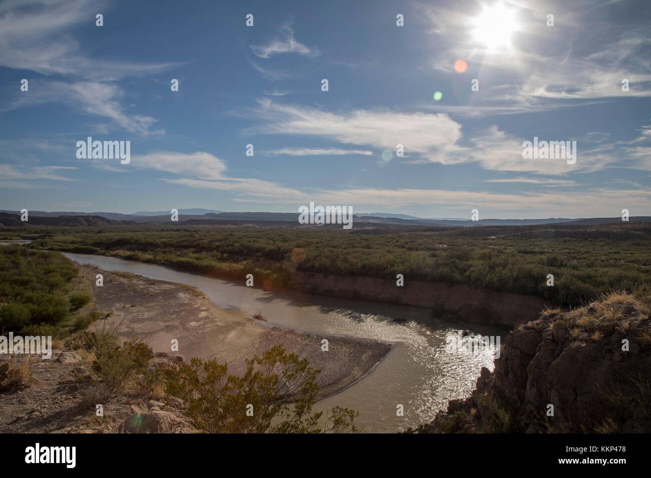 Big Bend National Park, Texas - il Rio grande (Rio Bravo del Norte), il confine internazionale tra Stati Uniti e Messico. Foto Stock