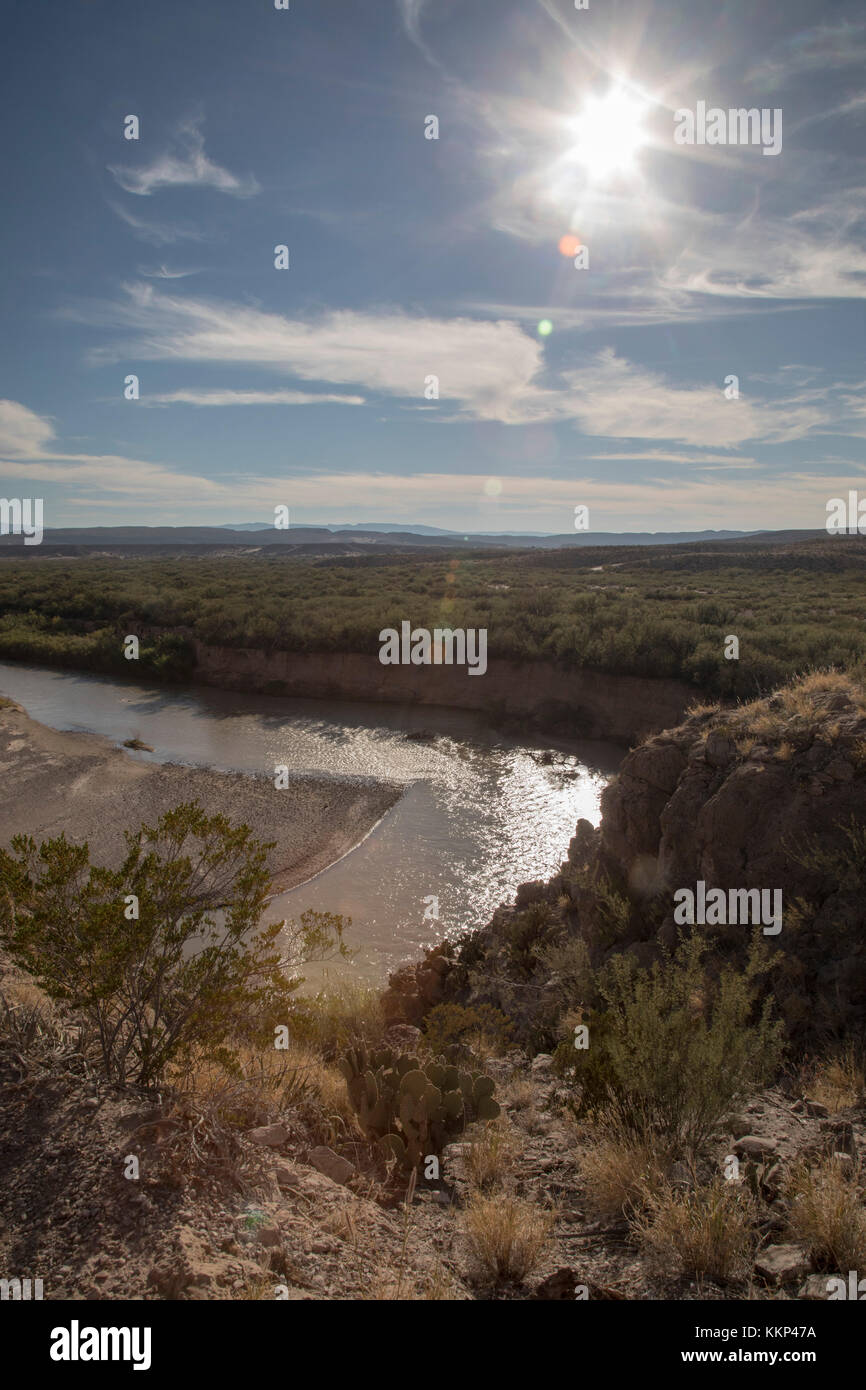 Big Bend National Park, Texas - il Rio grande (Rio Bravo del Norte), il confine internazionale tra Stati Uniti e Messico. Foto Stock