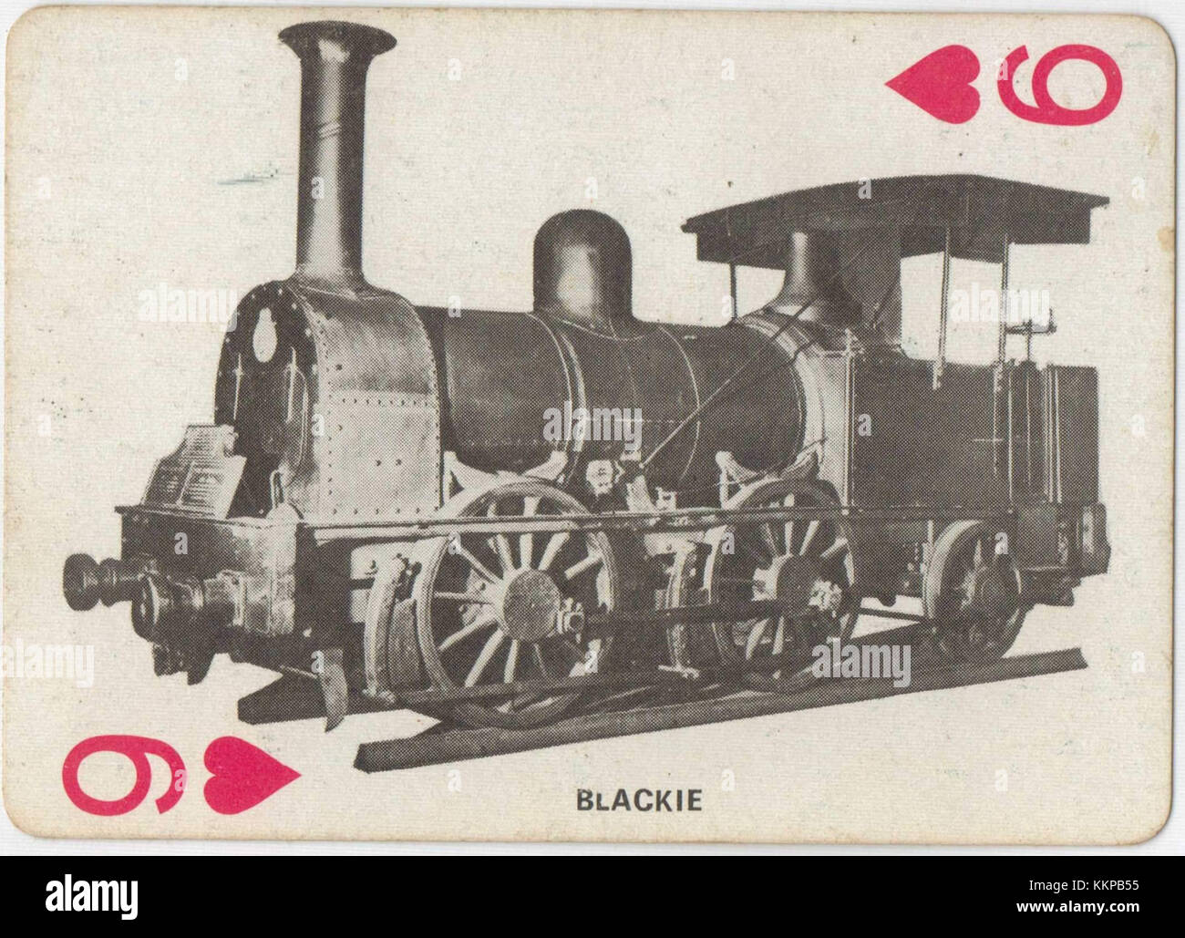 La CWR Blackie è una locomotiva a vapore di tipo 0-4-2T, spesso presente nei cimeli ferroviari. Questo set di carte da gioco probabilmente raffigura l'iconica locomotiva, che offre un oggetto da collezione per gli appassionati di treni e gli appassionati di storia delle ferrovie. Foto Stock