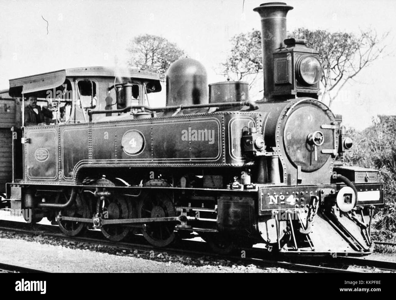 Una fotografia o un diagramma della NGR BP loco n.. 4, una locomotiva storica della South African National Railway. La località fa parte dell'eredità della ferrovia ed è significativa nella storia dei trasporti. Foto Stock