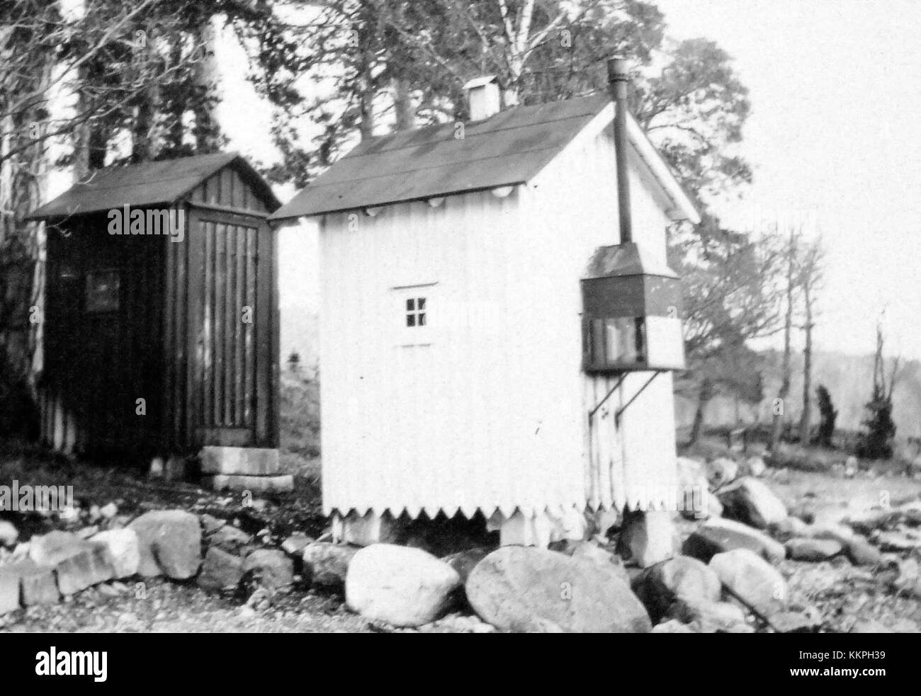 Boo Fyrplats è un faro in Svezia, costruito nel 1922, che segna un importante sito storico e di navigazione sulla costa svedese. Foto Stock