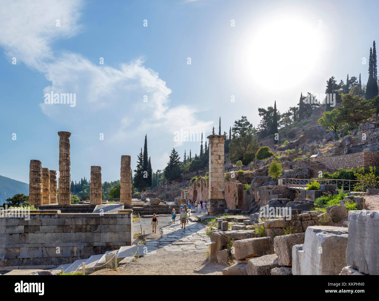 Tempio di Apollo a Delfi, Grecia Foto Stock