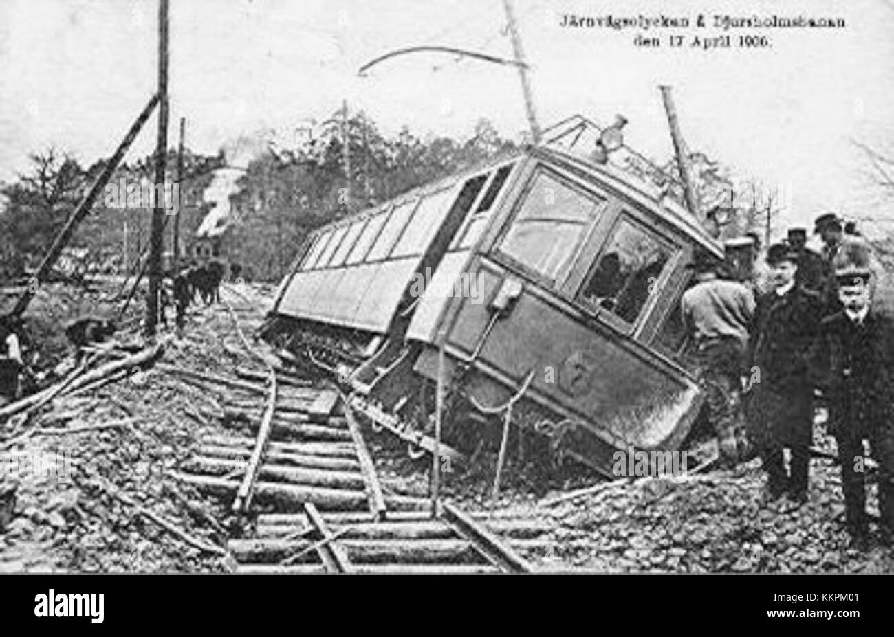 L'incidente ferroviario di Djursholmsbanan del 1906 fu un evento significativo nella storia dei trasporti di Swedenâ. L'incidente si è verificato vicino a Djursholm e ha provocato numerose vittime. L'incidente ha portato a una revisione delle misure di sicurezza e delle pratiche ferroviarie in quel momento. Foto Stock