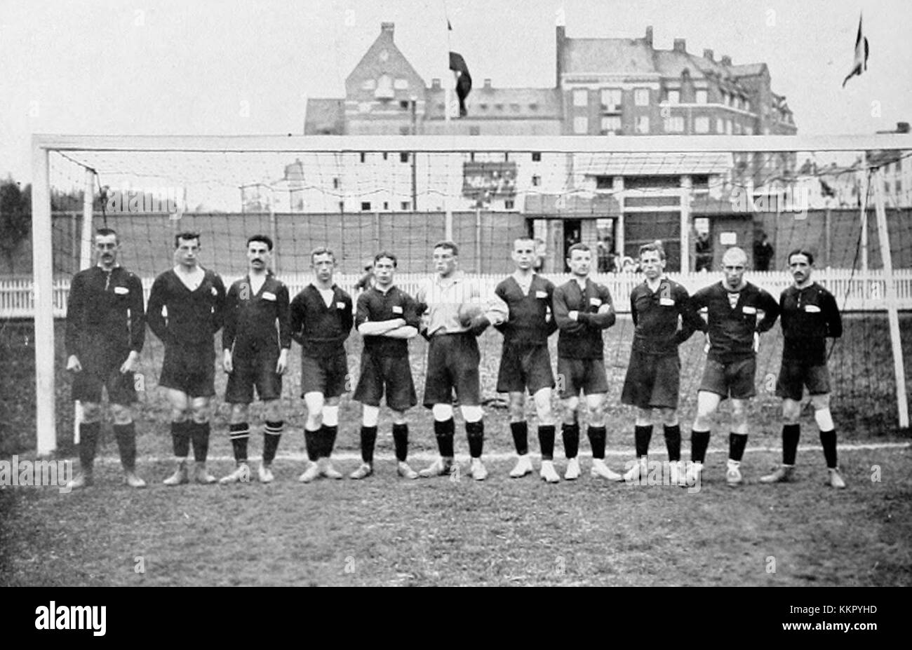 Fotografia della squadra di calcio russa alle Olimpiadi estive del 1912, che mostra i giocatori e la loro partecipazione al torneo. Foto Stock