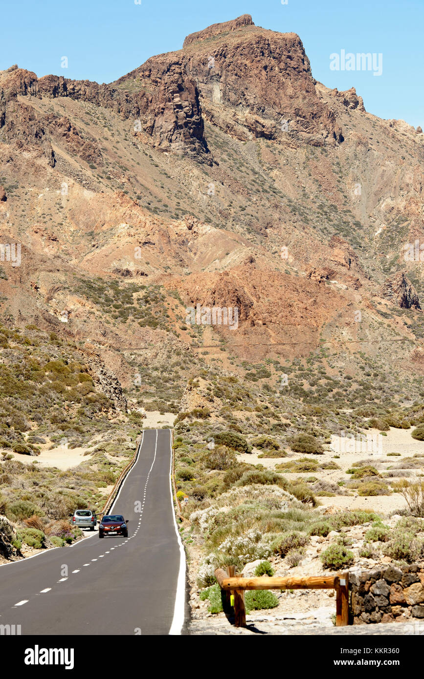 De la caldera de Las Canadas al tf 21 vicino a Roques de Garcia, Tenerife, Isole canarie, Spagna Foto Stock