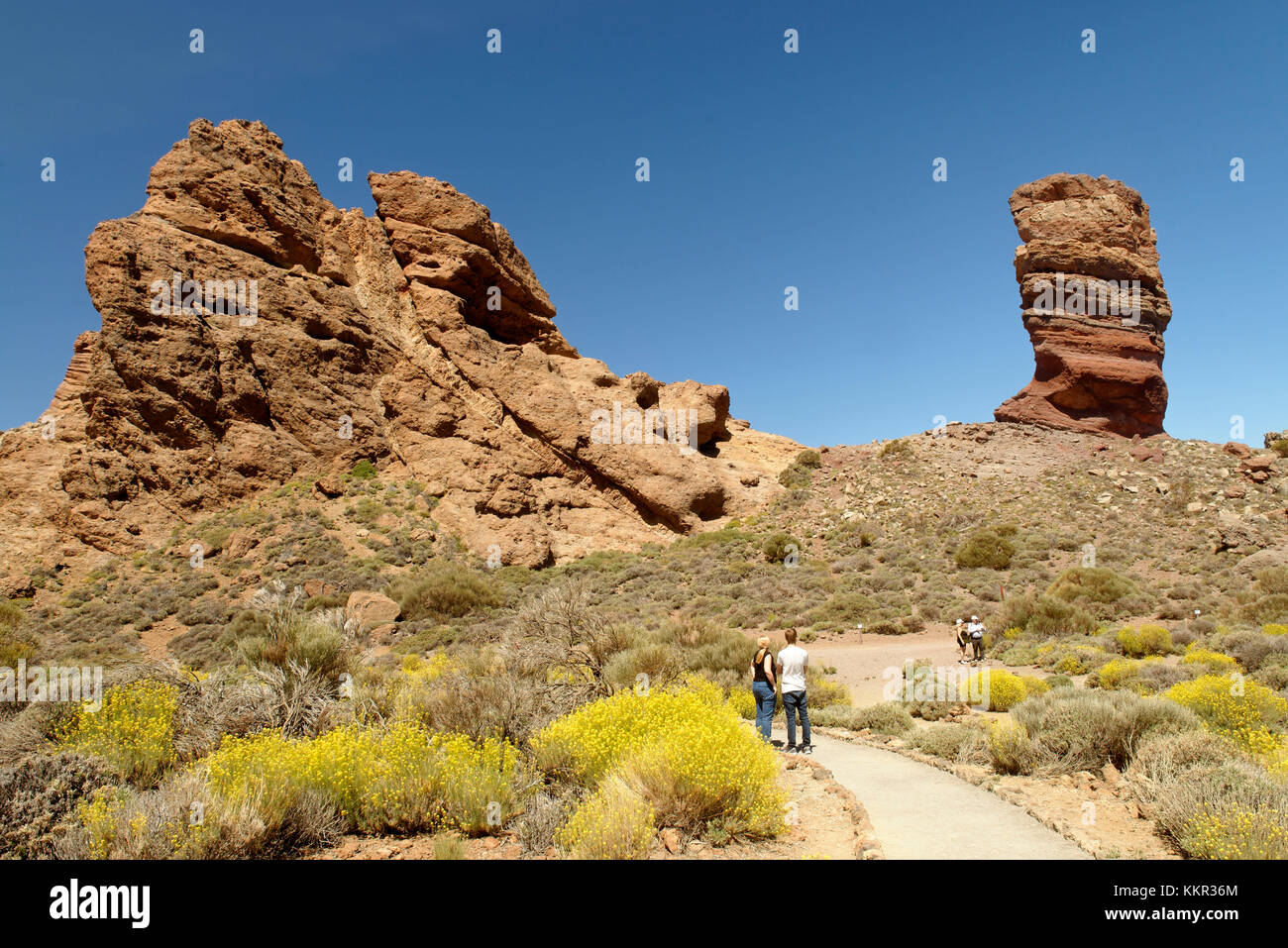 Los Roques de garcia nella caldera de Las Canadas, Tenerife, Isole canarie, Spagna Foto Stock