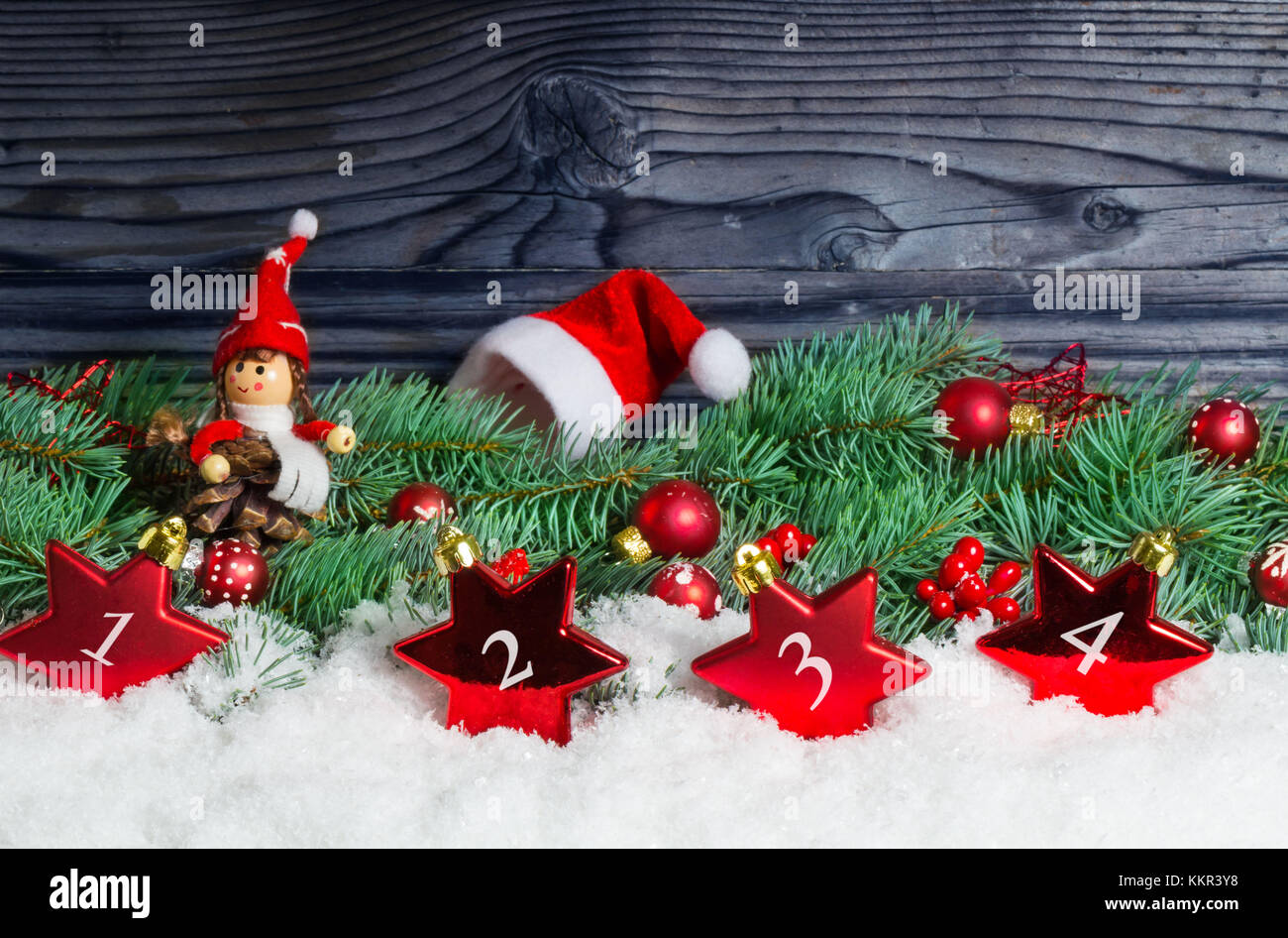 Avvento, yule tide, decorazione di Natale, primo al quarto avvento Foto Stock