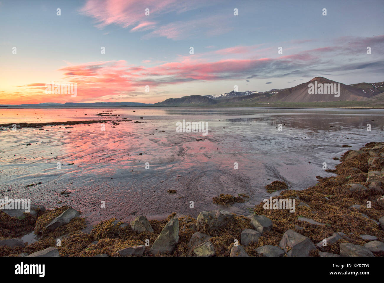 Tramonto a penisola snaefellsness, western Islanda Foto Stock