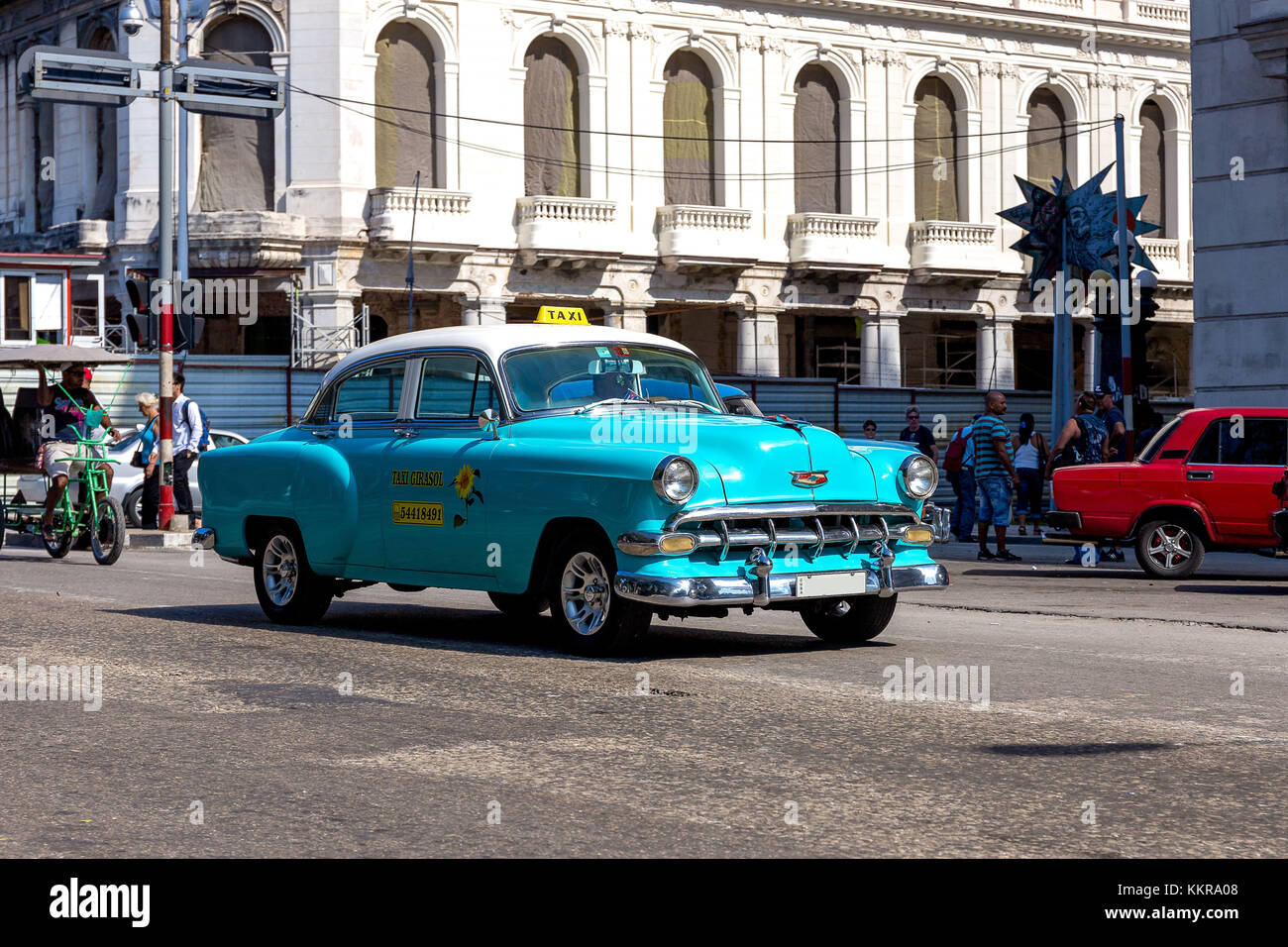 Oldtimer a l'Avana, la città capitale di Cuba Foto Stock