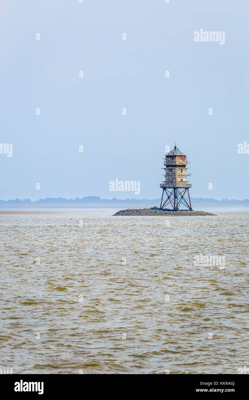 Il Lighthouse ober-eversand, localmente noto come kormoranturm Foto Stock