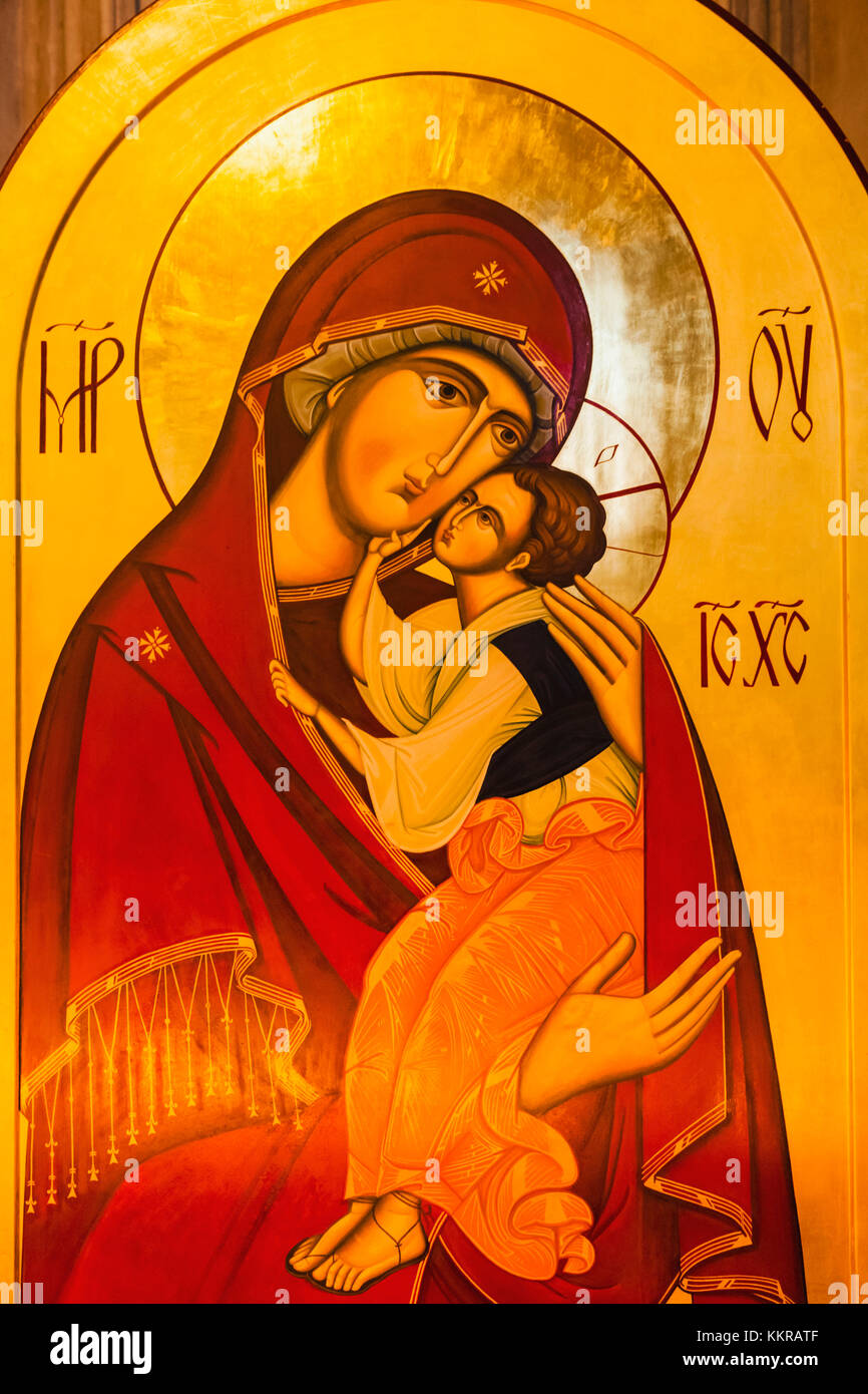 Inghilterra, Londra, St.Paul Cathedral, icona raffigurante Maria e il Bambino Gesù Foto Stock