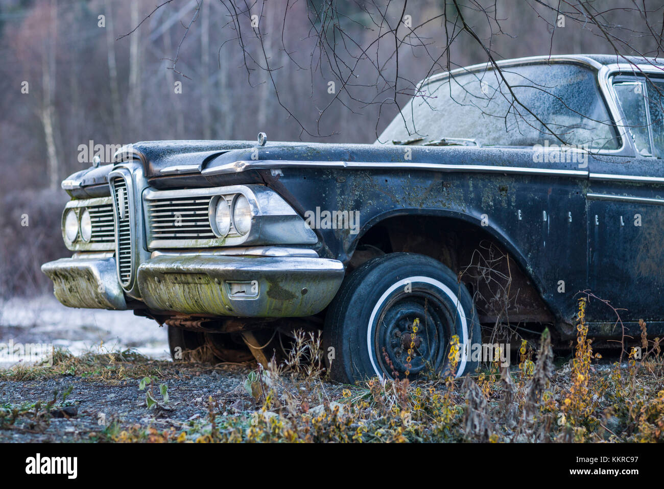 Austria, Tirolo, Haiming, 1950 Edsel Ford, inverno Foto Stock