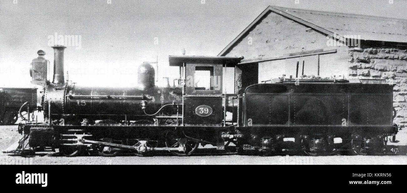 La locomotiva a vapore CGR 1st Class 2-6-0, costruita nel 1876, è uno storico motore ferroviario noto per il suo design e il suo ruolo nello sviluppo iniziale del trasporto ferroviario. Foto Stock