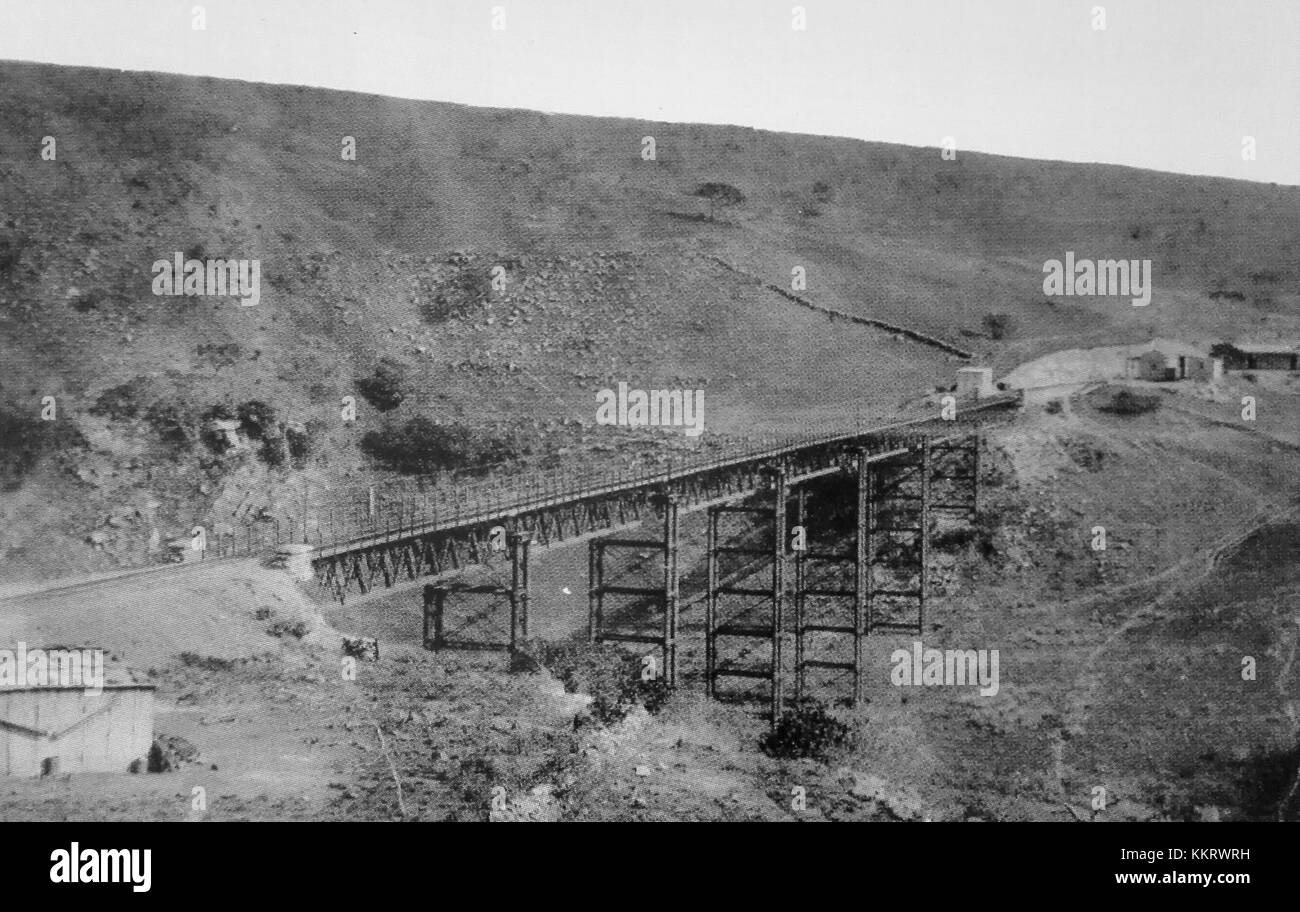 Inchanga Bridge, costruito nel 1880, è uno storico ponte ferroviario situato in Sudafrica. È conosciuta per la sua ingegneria di epoca vittoriana e si erge come un importante punto di riferimento sulla linea ferroviaria Natal. Il ponte è notevole per il suo design e il suo significato storico nella storia dei trasporti sudafricani. Foto Stock