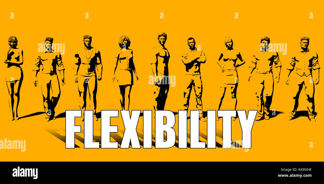 Concetto di flessibilità con professionisti aziendali in fila Foto Stock