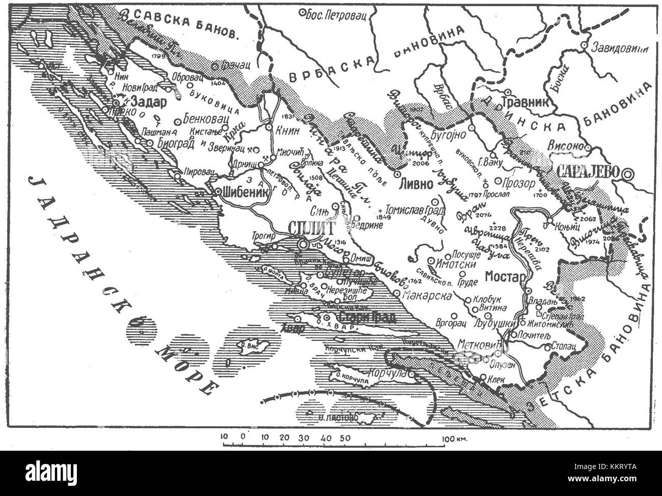Primorskabanovina si riferisce a una regione storica della Croazia, nota per la sua importanza geografica e il suo patrimonio culturale all'interno della regione più grande della Dalmazia. Foto Stock