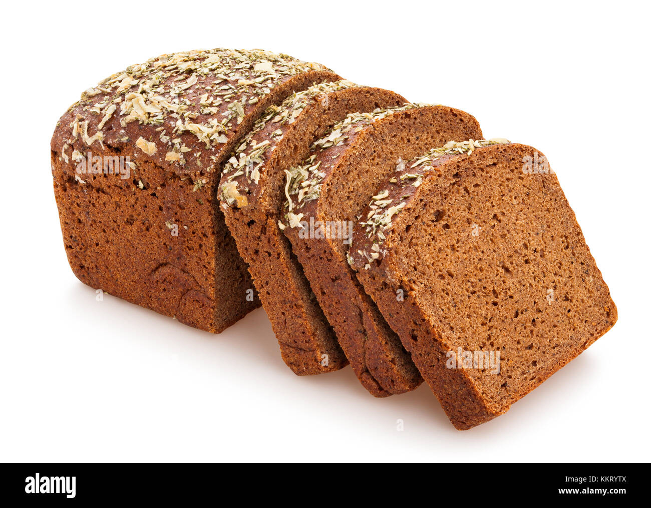 Origano a fette di pane integrale percorso isolato Foto Stock
