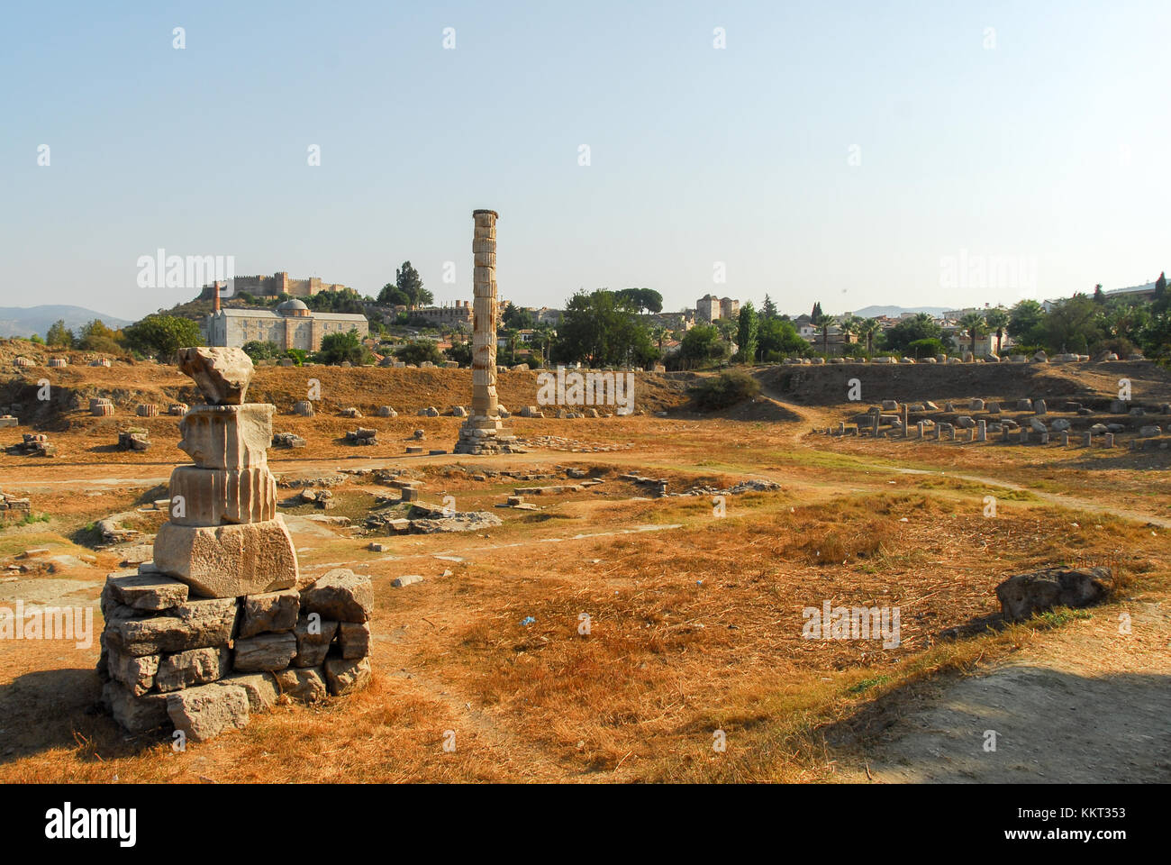Tempio di Artemide rovine. è una delle sette meraviglie del mondo antico. Situato a Selcuk, Turchia. Foto Stock