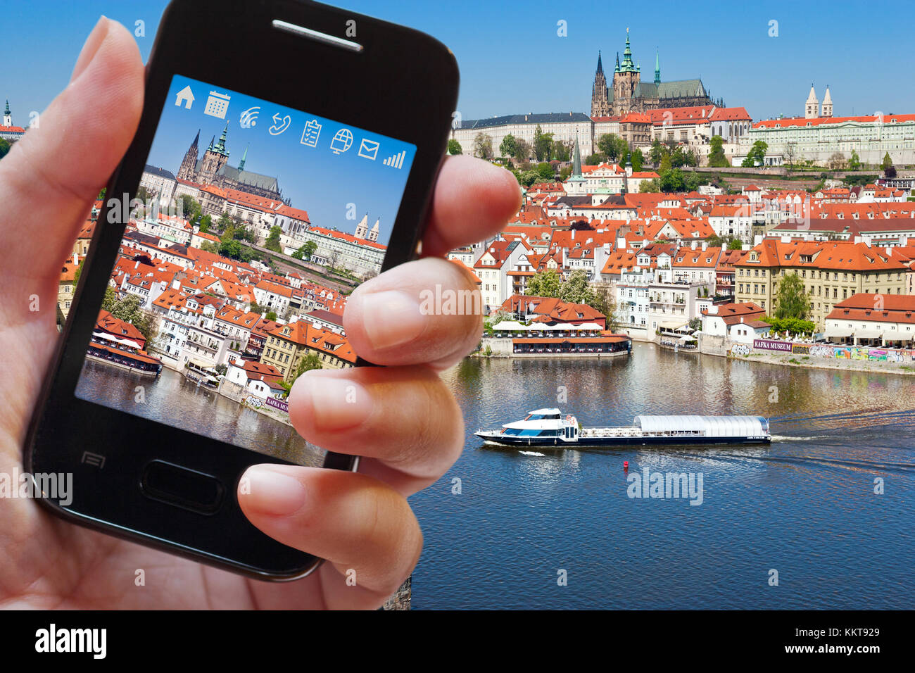 Karluv Most, Prazsky hrad, chram sv. Vita a Mala Strana, Praha (UNESCO), Ceska republika / Cattedrale di San Vito, Ponte Carlo (UNESCO), Città piccola, Foto Stock